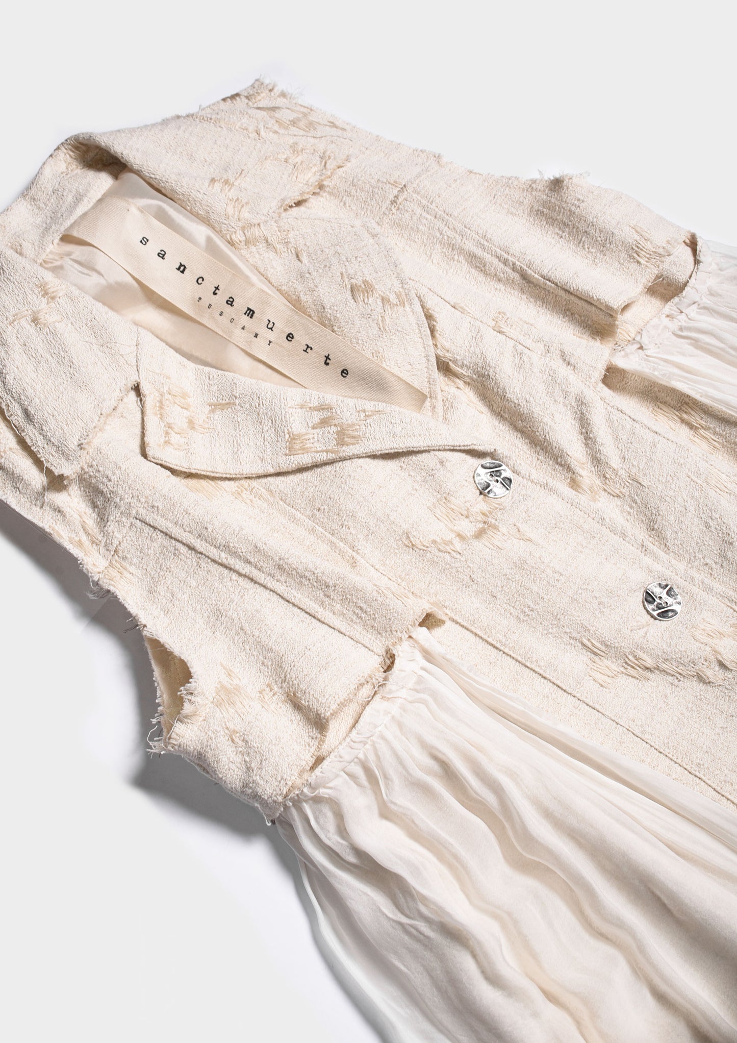 Asymmetric Jacquard Dress - Antique White