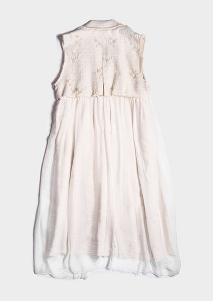 Asymmetric Jacquard Dress - Antique White