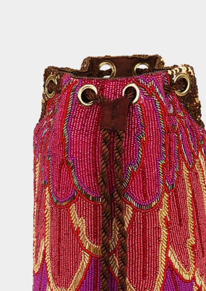 Feather Rigid Bucket Bag - Pink