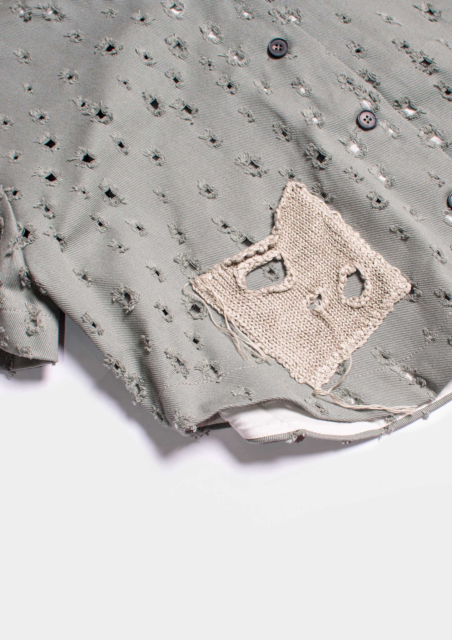 Perforated Jeans Jacket - Salvia