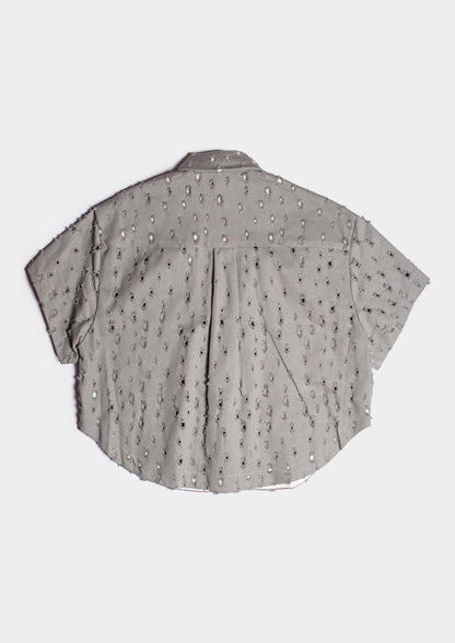 Perforated Jeans Jacket - Salvia