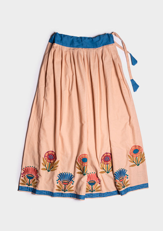 Exotic Flowers Midi Skirt - Panna/Blu