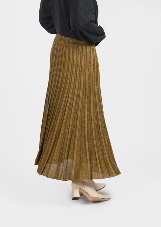 Lurex Plissé Skirt - Oro