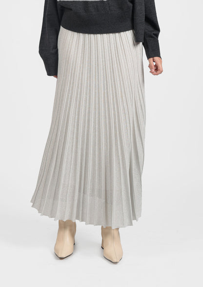 Lurex Plissé Skirt - Argento