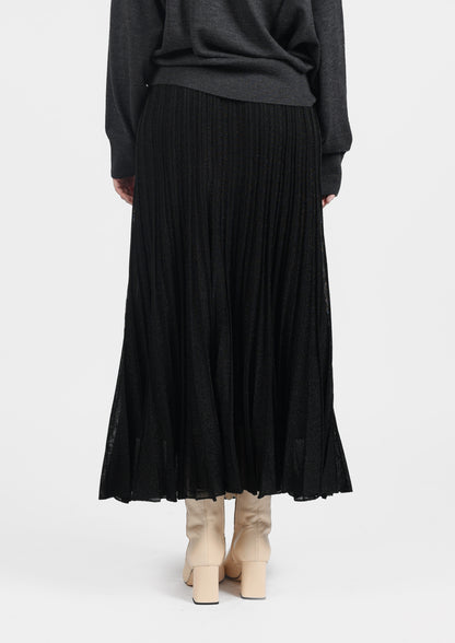 Lurex Plissé Skirt - Nero