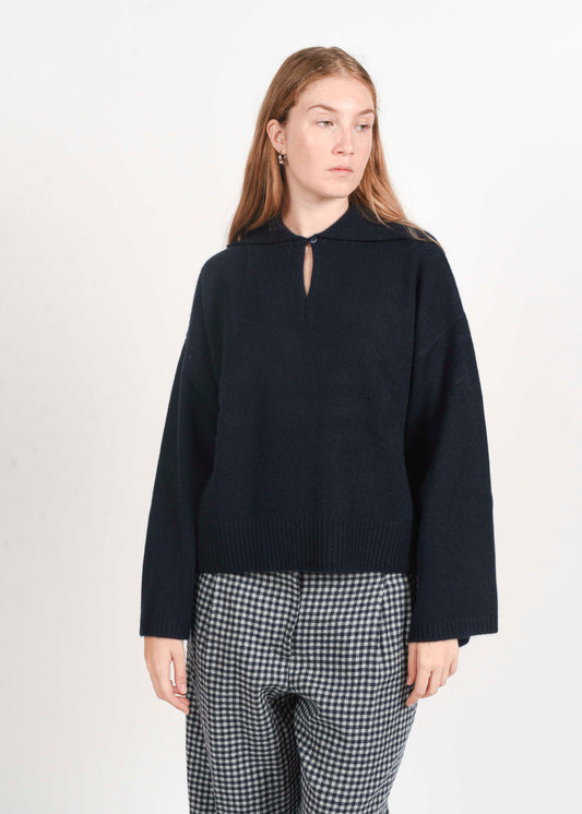Polo Knit Sweater - Blu