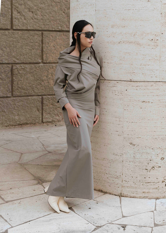 High-Waist Skirt - Moon