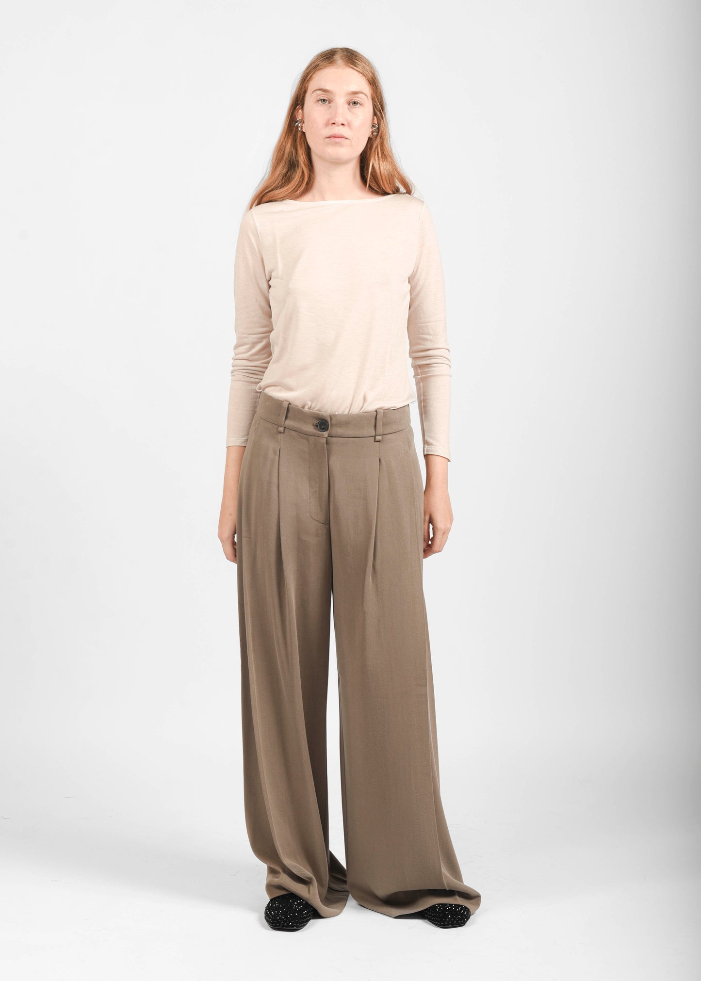 Wide-Leg Trousers - Mud