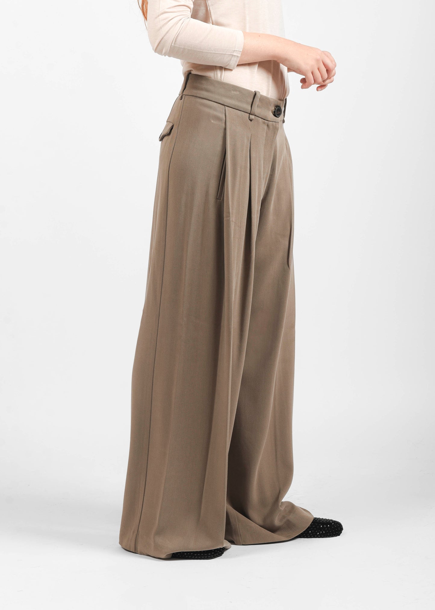 Wide-Leg Trousers - Mud
