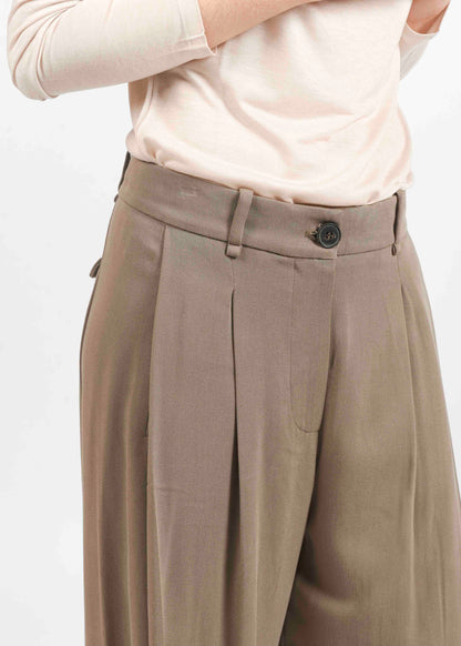 Wide-Leg Trousers - Mud