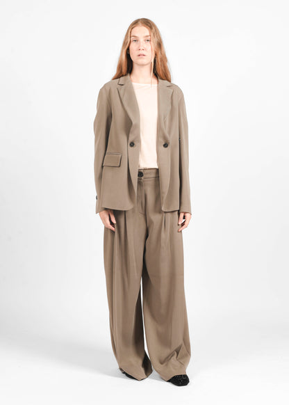 Wide-Leg Trousers - Mud