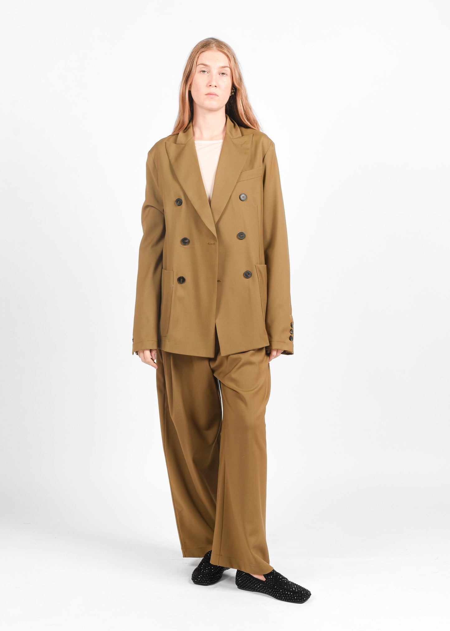 High-Waist Trousers - Olive Oil