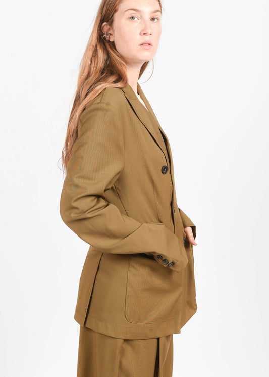 Double-Breasted Blazer - Olive Oil