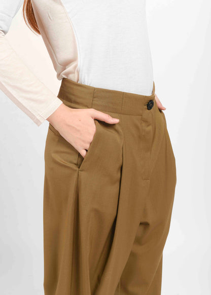 High-Waist Trousers - Olive Oil