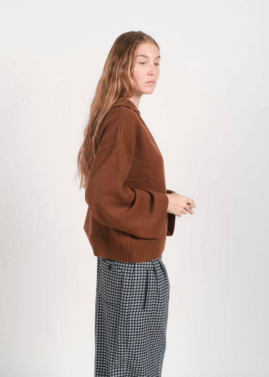Polo Knit Sweater - Tabacco