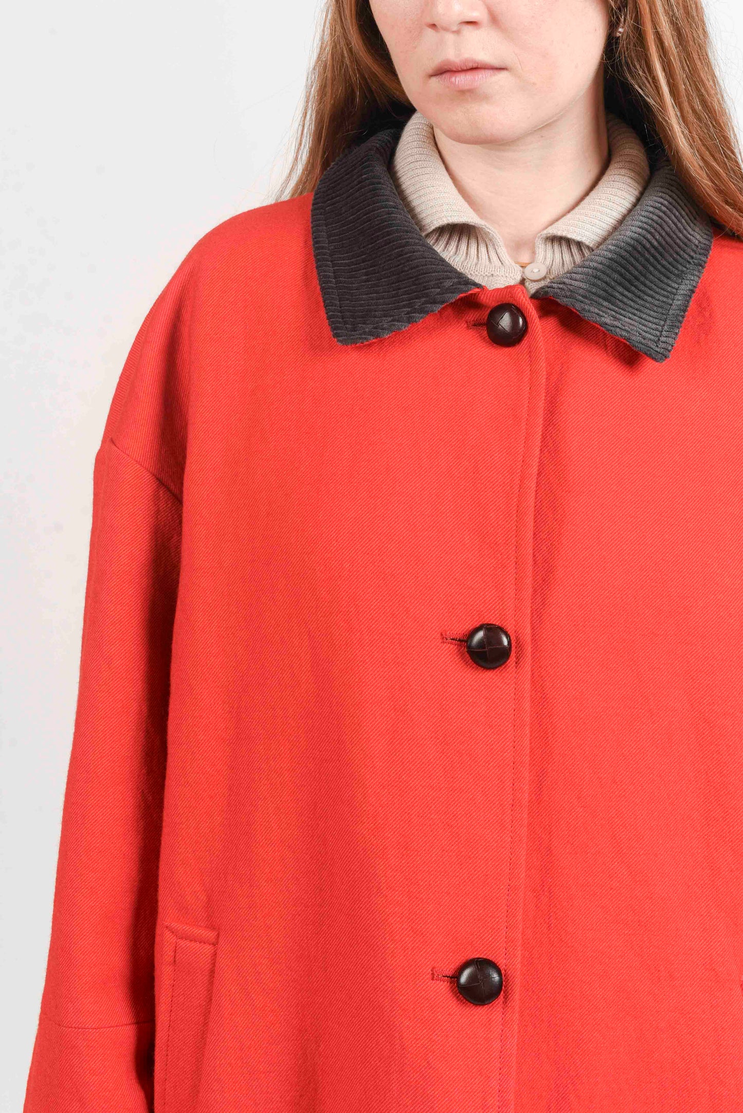 Ovetto Coat in Lana Vergine - Rosso
