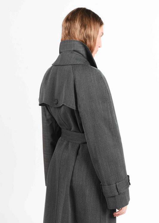Two-Tone Trench Coat - Carbon