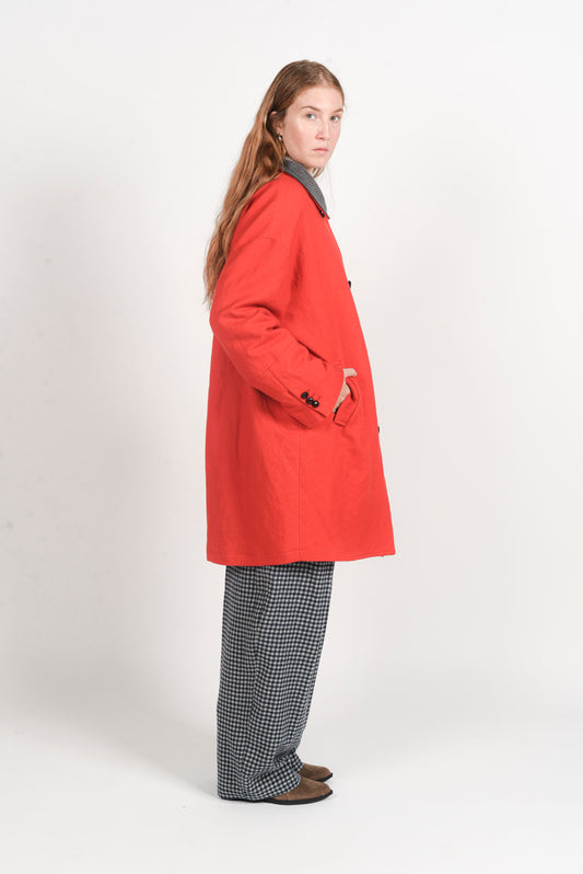 Ovetto Coat in Lana Vergine - Rosso