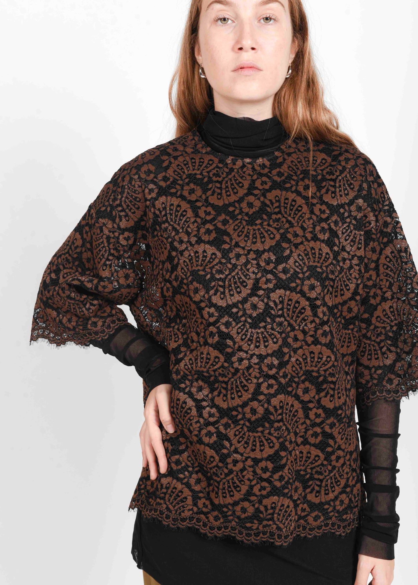 Over Lace Blouse - Black