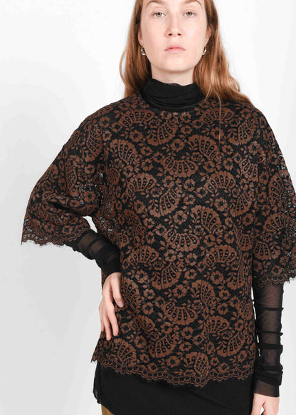 Over Lace Blouse - Black