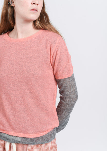 Layered Crewneck Sweater - Bubble/Grey