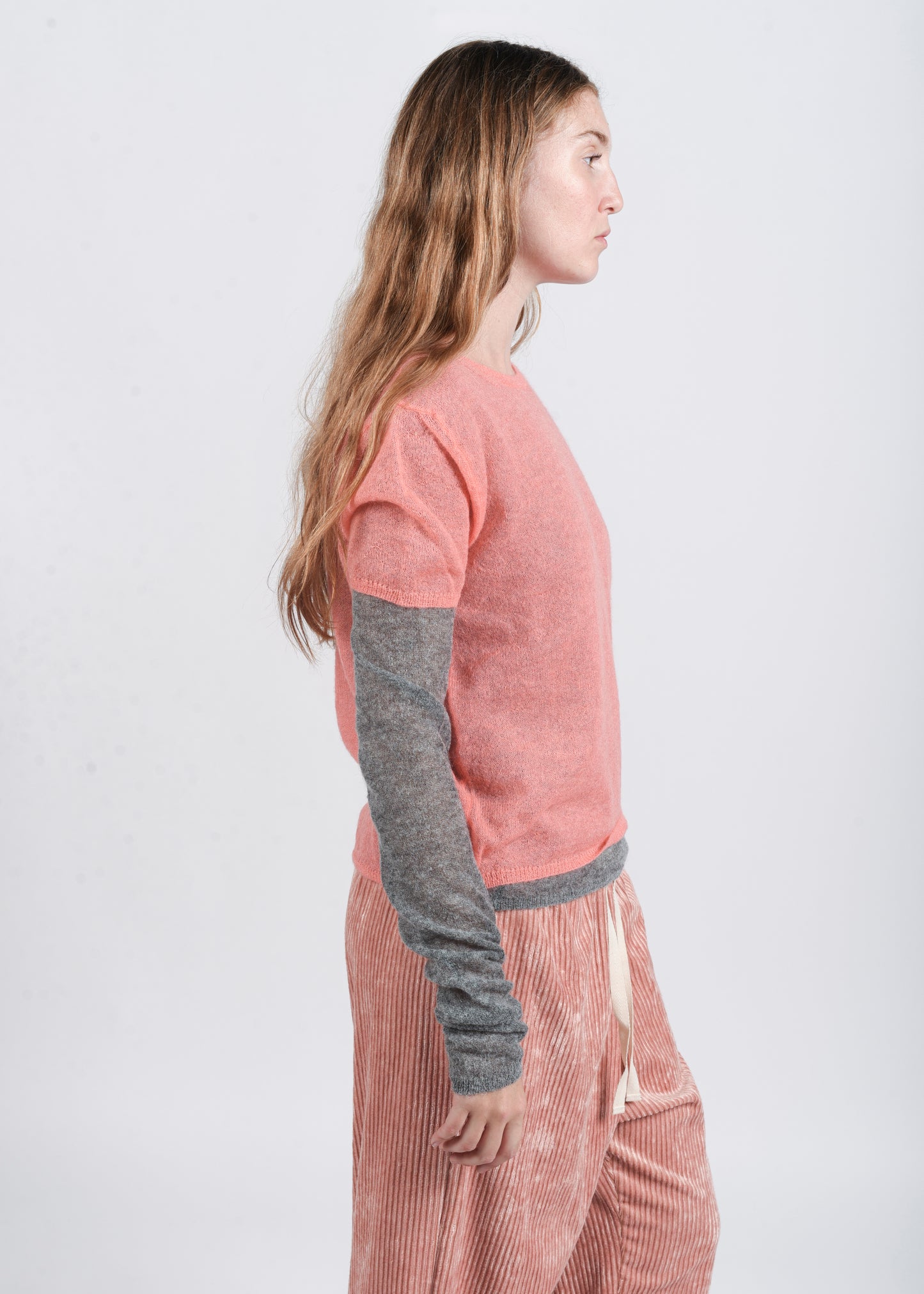 Layered Crewneck Sweater - Bubble/Grey