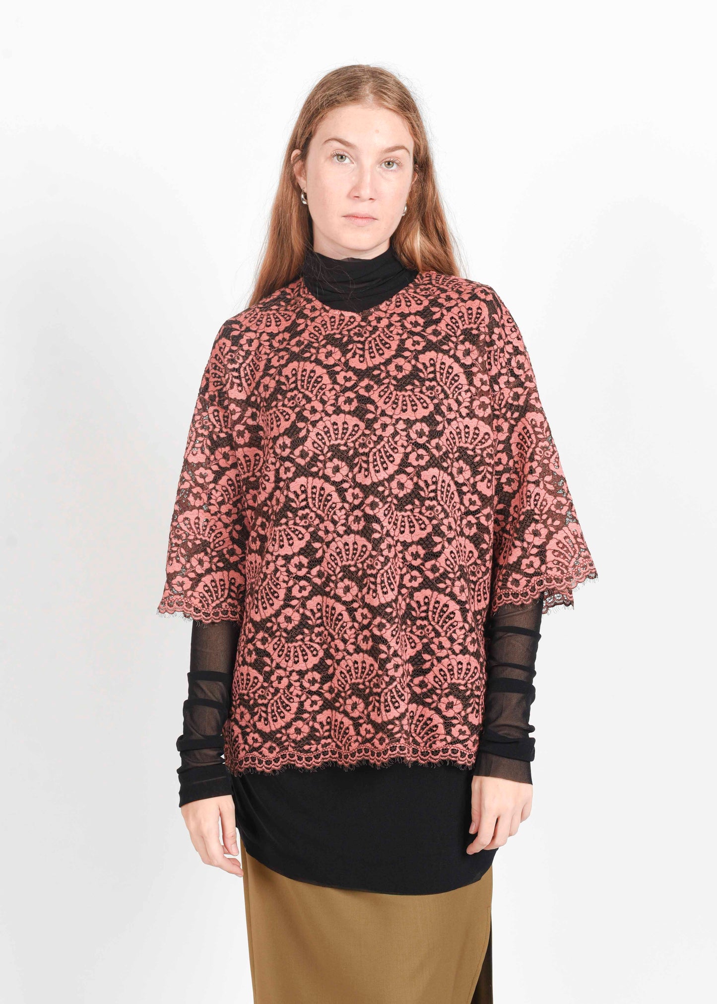 Over Lace Blouse - Brown