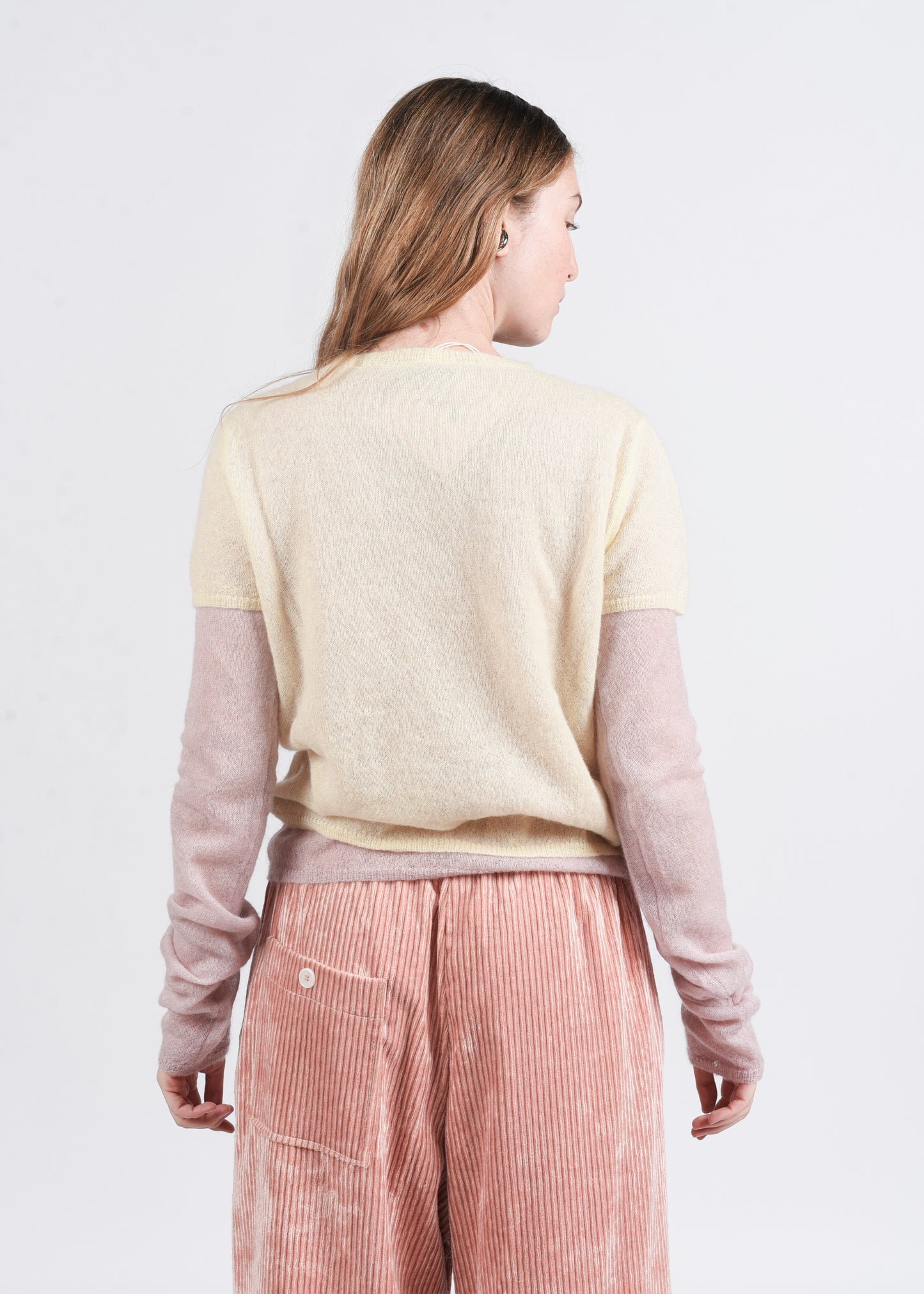 Layered Crewneck Sweater - Mayo/Lilla