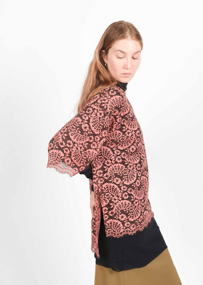 Over Lace Blouse - Brown