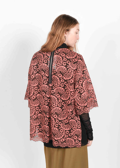 Over Lace Blouse - Brown