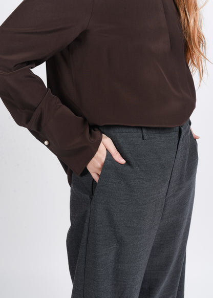 High-Waist Wide-Leg Trousers - Carbon