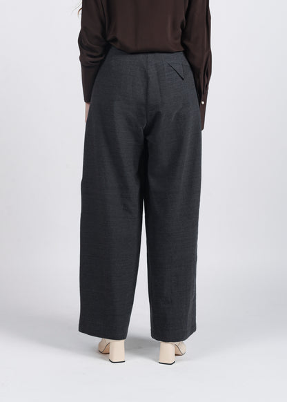 High-Waist Wide-Leg Trousers - Carbon