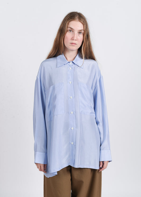 Oversized Silk Shirt - Sky