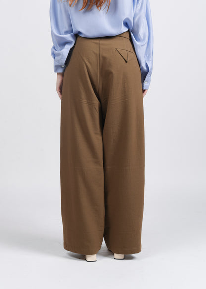 High-Waist Wide-Leg Trousers - Oil
