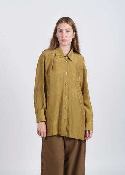 Oversized Silk Shirt - Agave