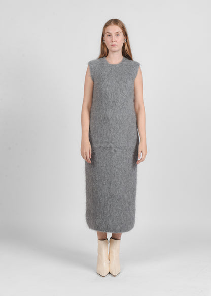 Sleeveless Fuzzy Dress - Grey