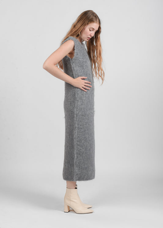 Sleeveless Fuzzy Dress - Grey