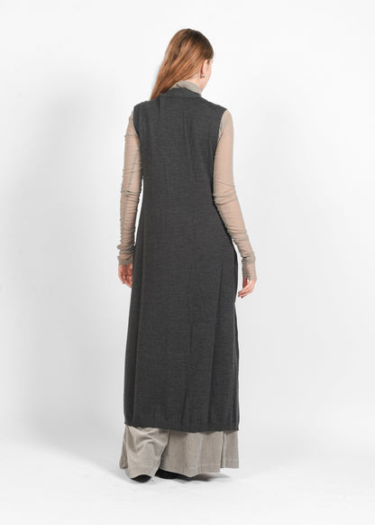 Long Wool Cardigan - Storm Grey