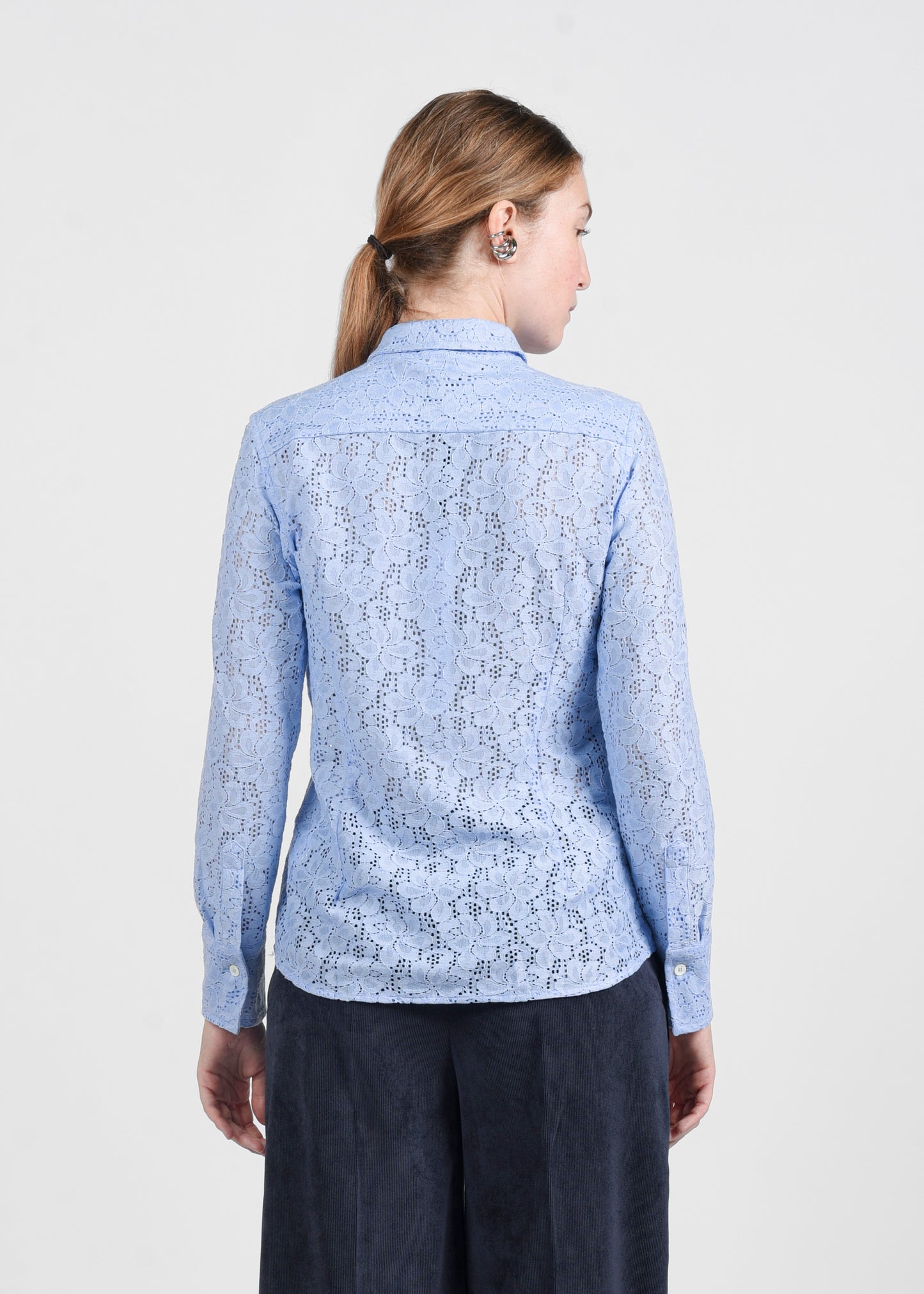 Floral Lace Shirt - Sky