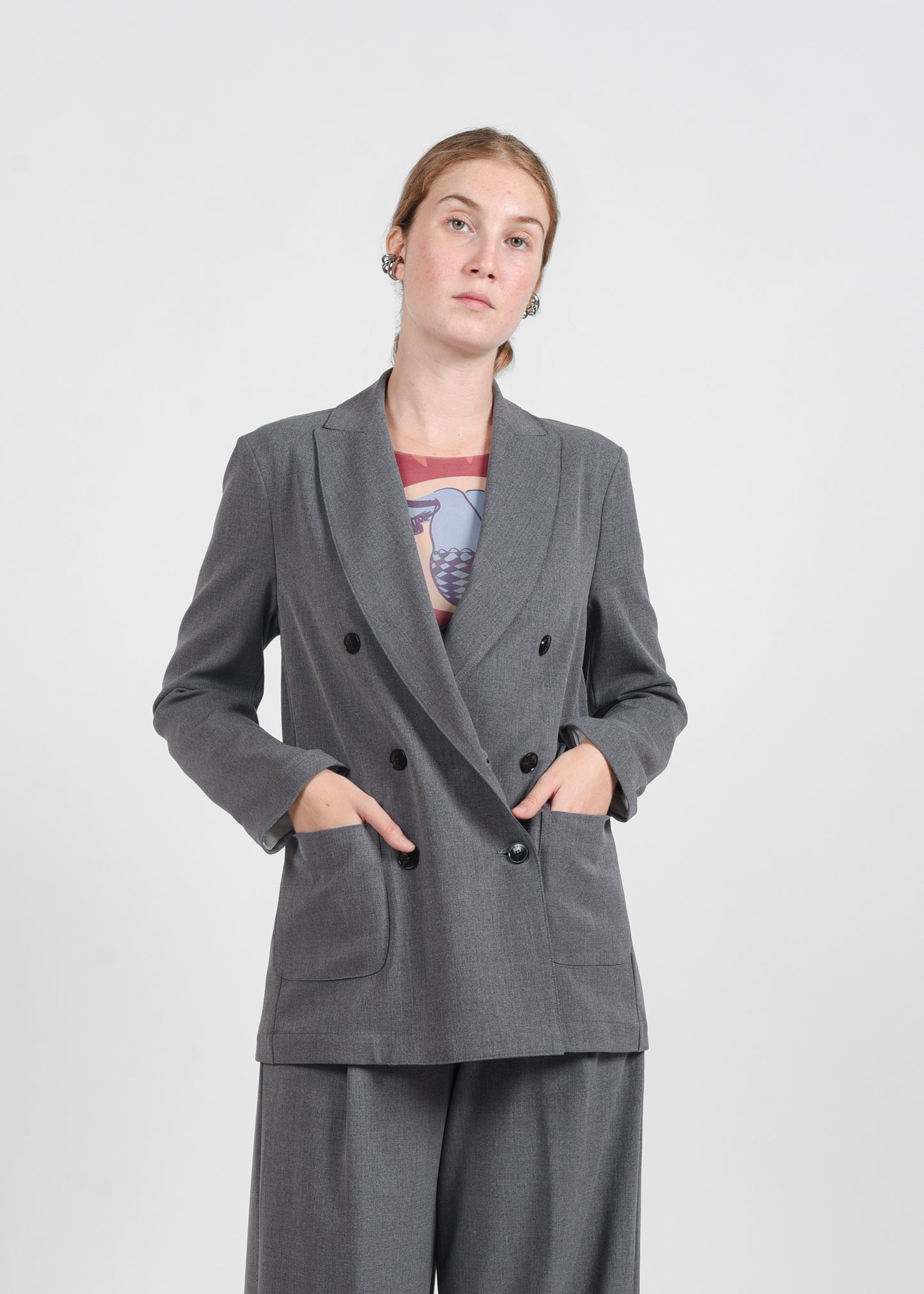 Double-Breasted Blazer - Grigio
