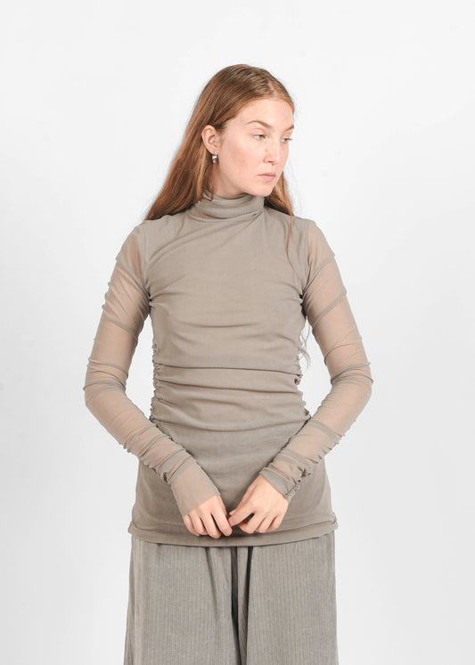 Semi-Sheer High Neck Top - Perla