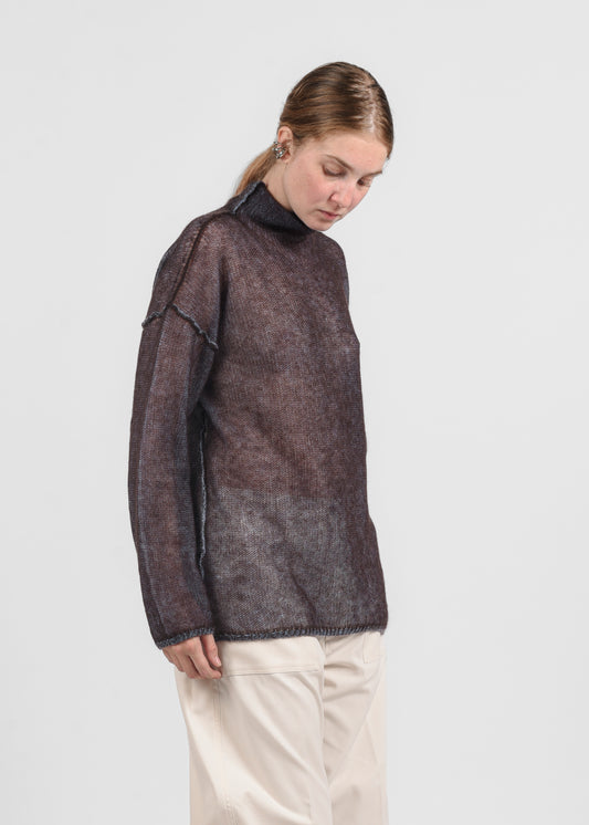 Mock Neck Double Sweater - Amaranto