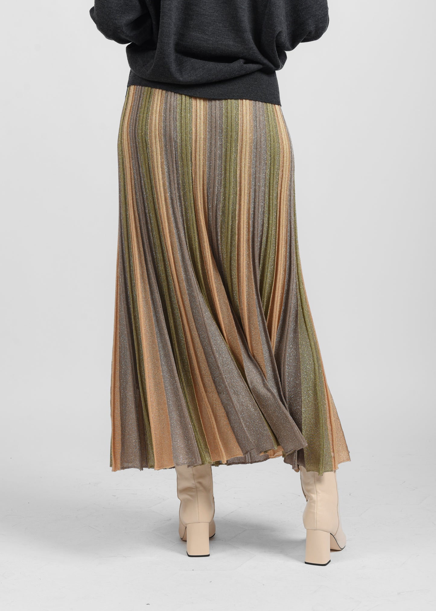 Lurex Plissé Skirt - Green/April Moon