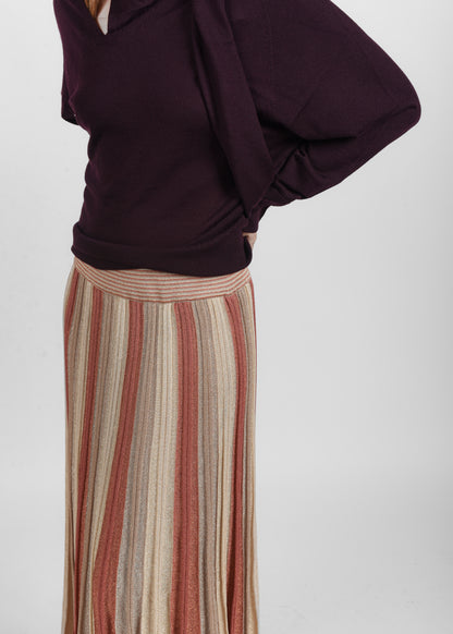 Lurex Plissé Skirt - Mordore