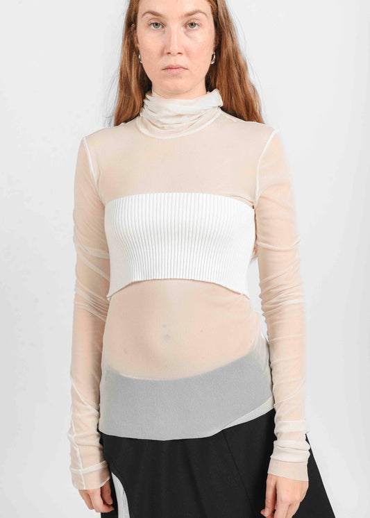 Semi-Sheer Turtleneck - Latte