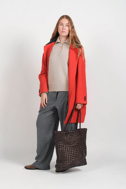 Ovetto Coat in Lana Vergine - Rosso
