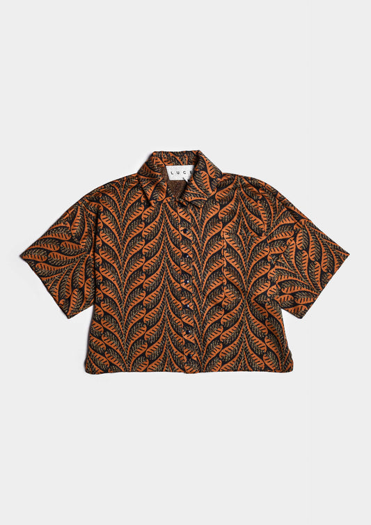 Marocco Cropped Oversized Shirt - Cognac