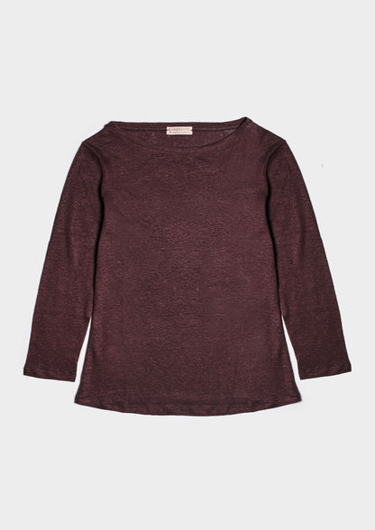 Boat Neck Lino - Cioccolato