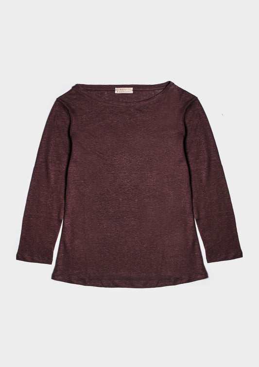 Boat Neck Lino - Cioccolato