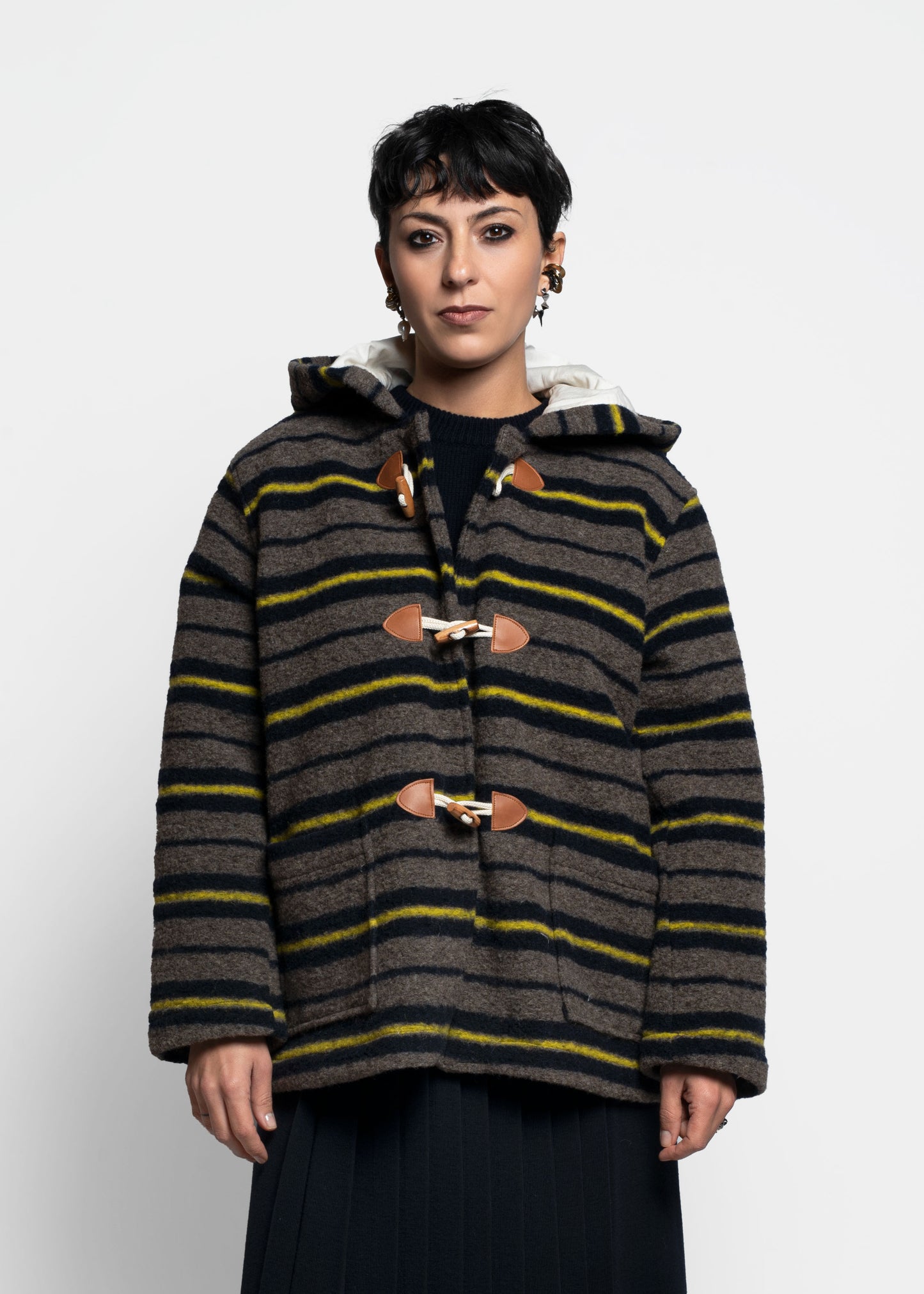 Hooded Toggle Coat - Grigio/Blu